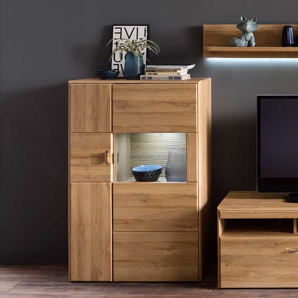 Highboard Zidrella in Wildeichefarben mit Glastür