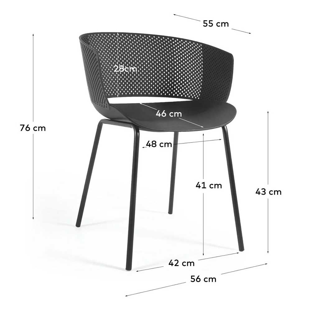 Moderne Gartenstühle Sensivila in Schwarz aus Kunststoff und Stahl (4er Set)