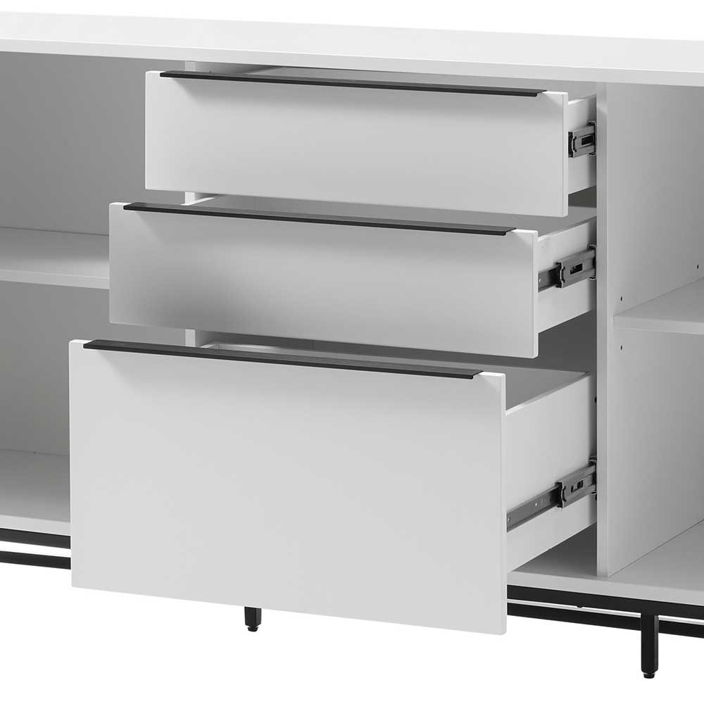 Sideboard Privonda in Weiß und Schwarz mit Bügelgestell aus Metall