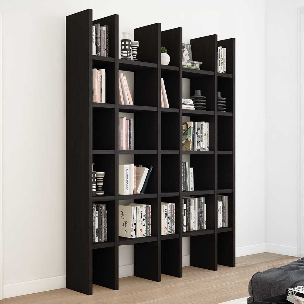 Bücher Wohnzimmer Regal Biatore in Schwarzbraun 30 Fächer