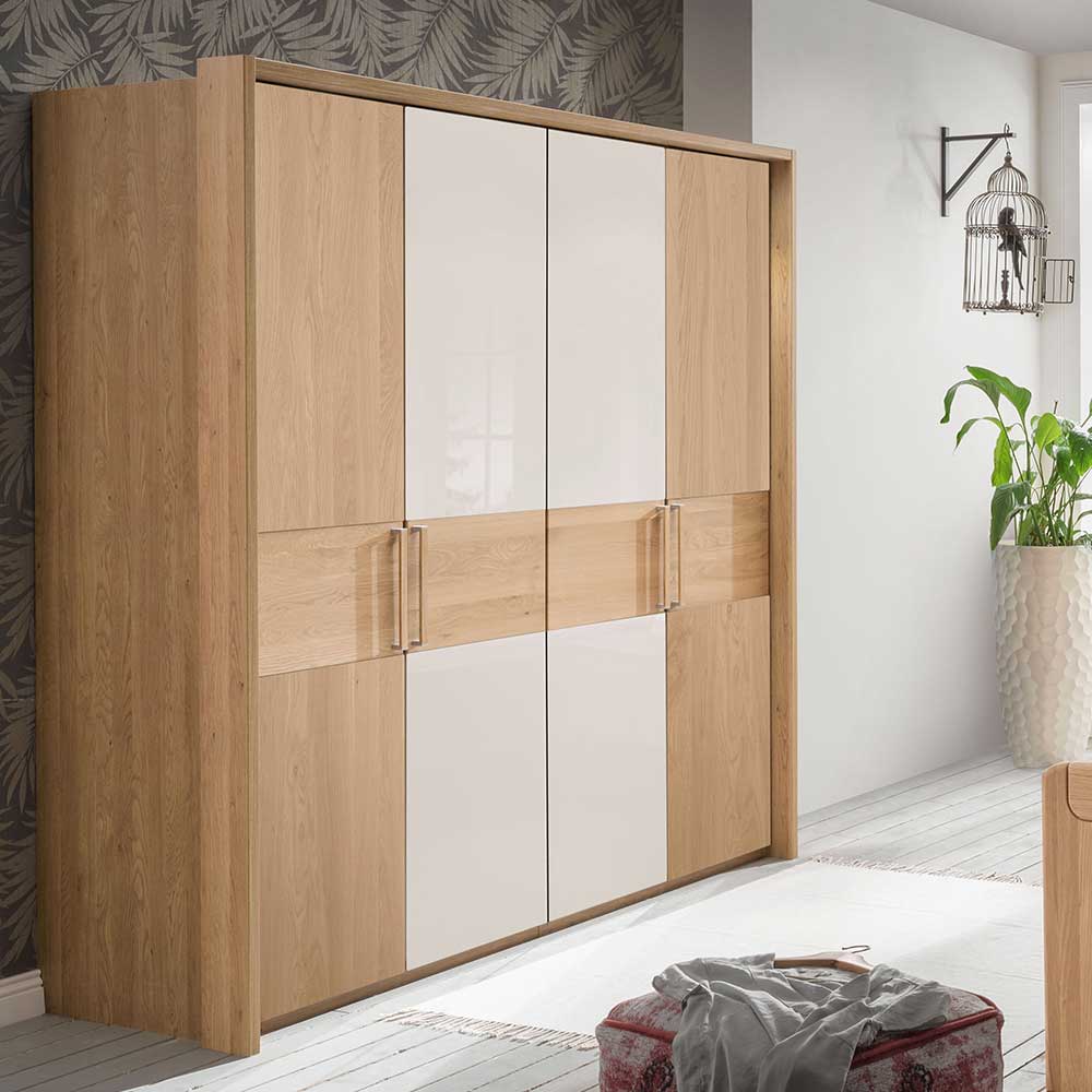 Schlafzimmerschrank Veyfas in Beige und Eiche 4-türig