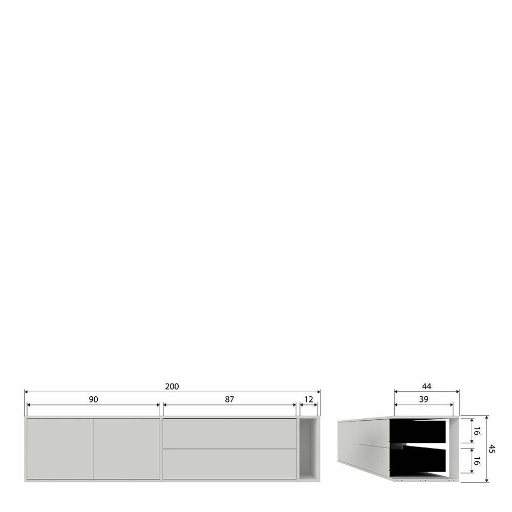 TV Board Contraston mit Türen und Schubladen