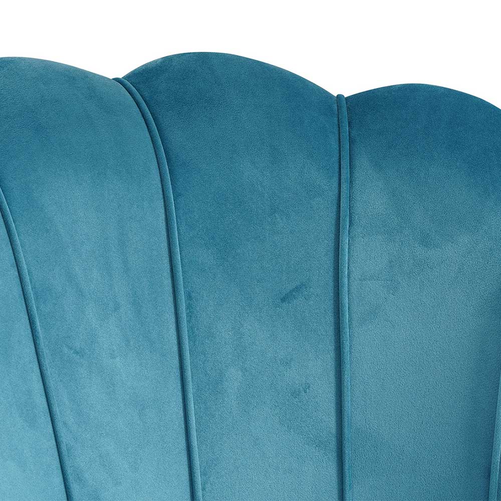 Zweisitzer Sofa Fionora in Blau Samt im Retrostil