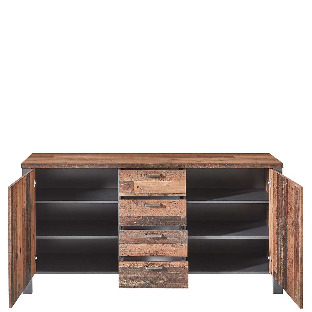 Sideboard Ayrav in Anthrazit und Altholz Optik im Loft Design