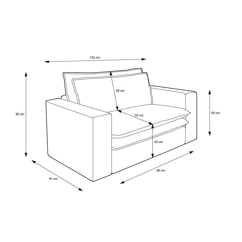 XL Wohnzimmer Sessel Mejan in Hellbraun 125 cm breit