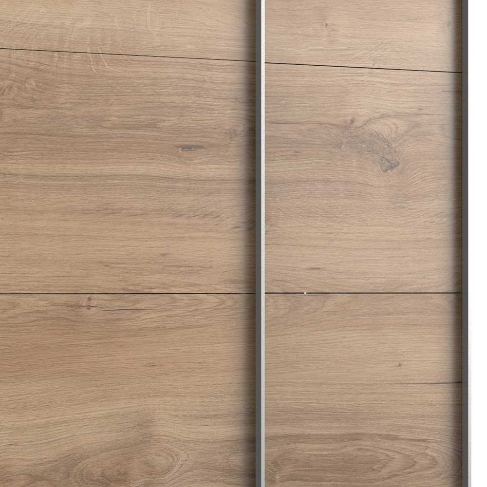 Gleittürenschrank Elvira in Plankeneiche Holzoptik 210 cm hoch