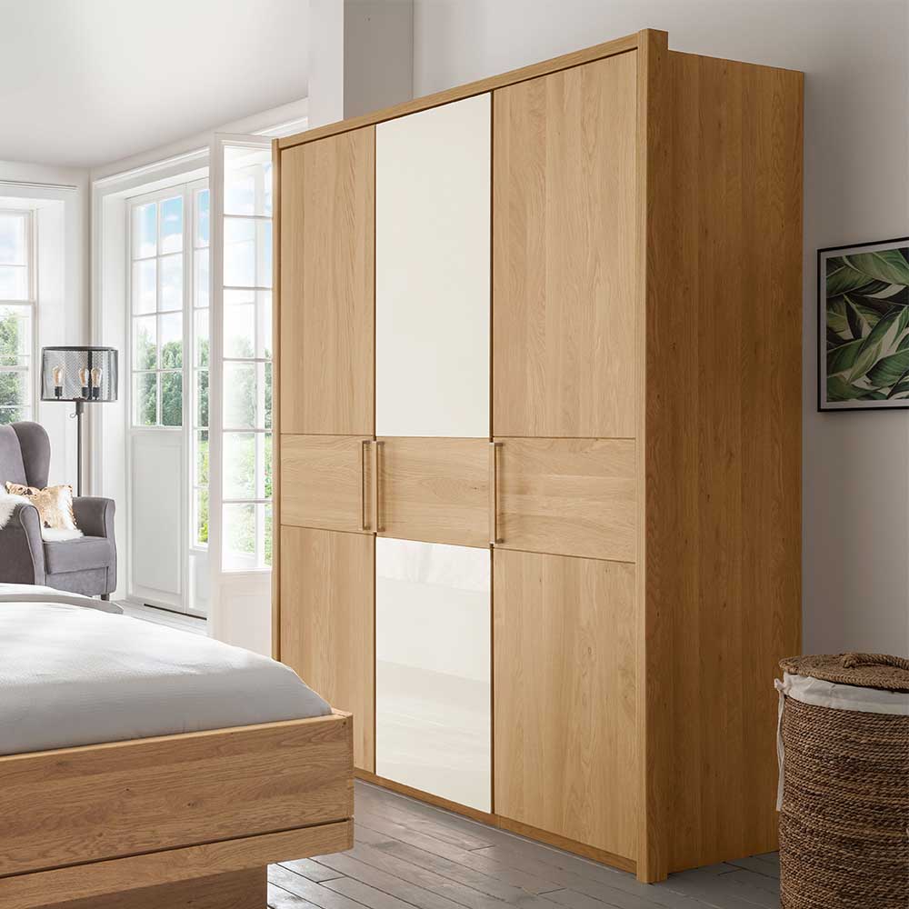 Design Schlafzimmerschrank Veyfas in Beige und Eiche teilmassiv 3-türig