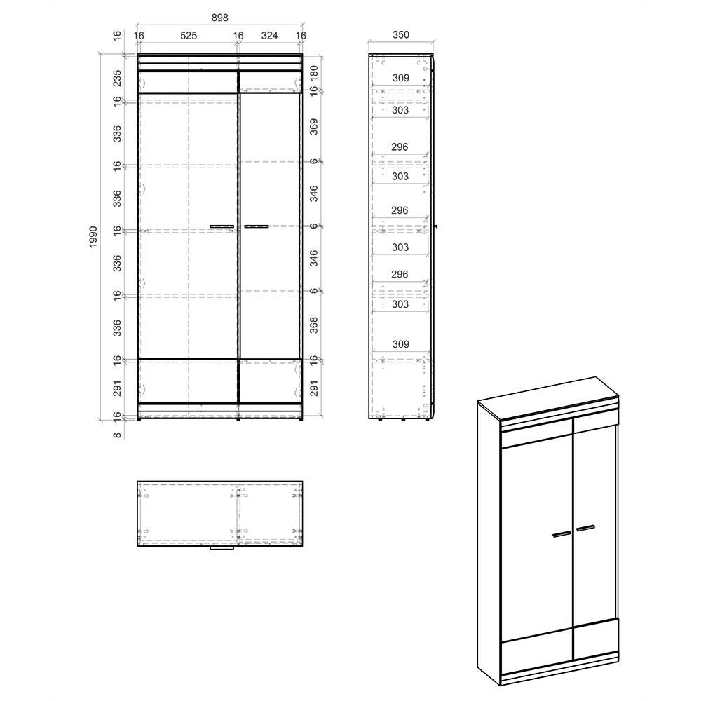 Wohnzimmer Anbauwand Toma in Hellgrau und Zinneichefarben (dreiteilig)