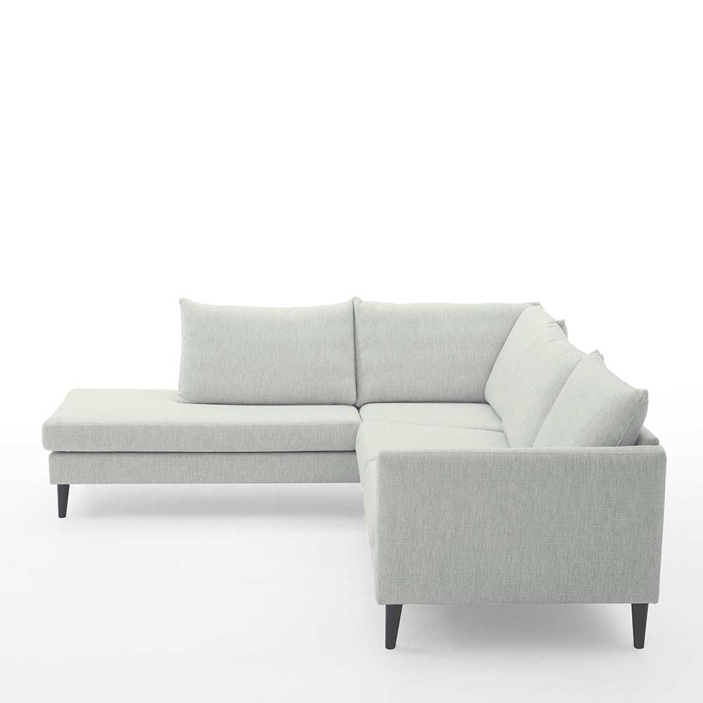 Skandi Design Ecksofa Offwhite Ratisca aus Webstoff mit Gestell aus Holz