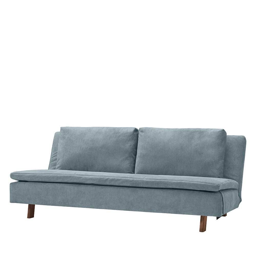 Hellblaues Schlafsofa Finora mit Rücken Klappmechanik 205 cm breit