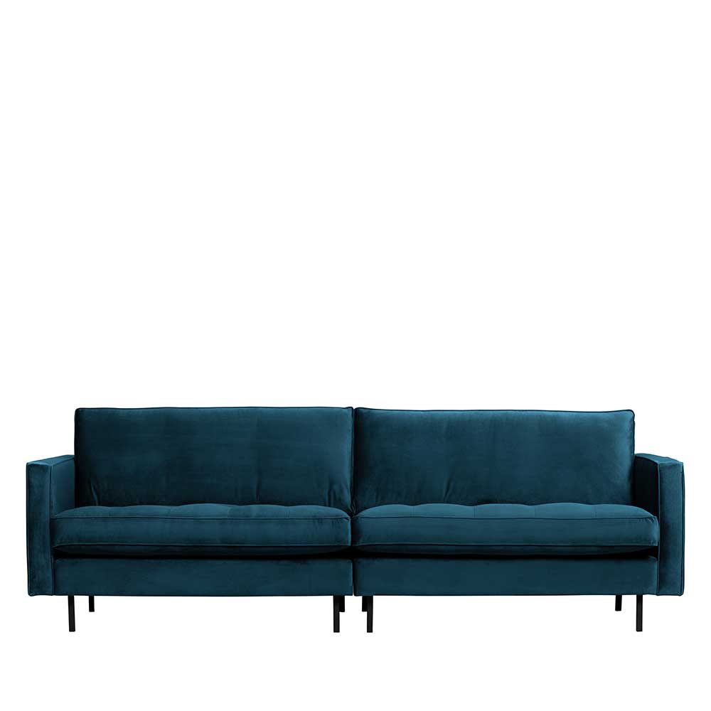 Sitzsofa Domago in Blau Samt im Retro Style