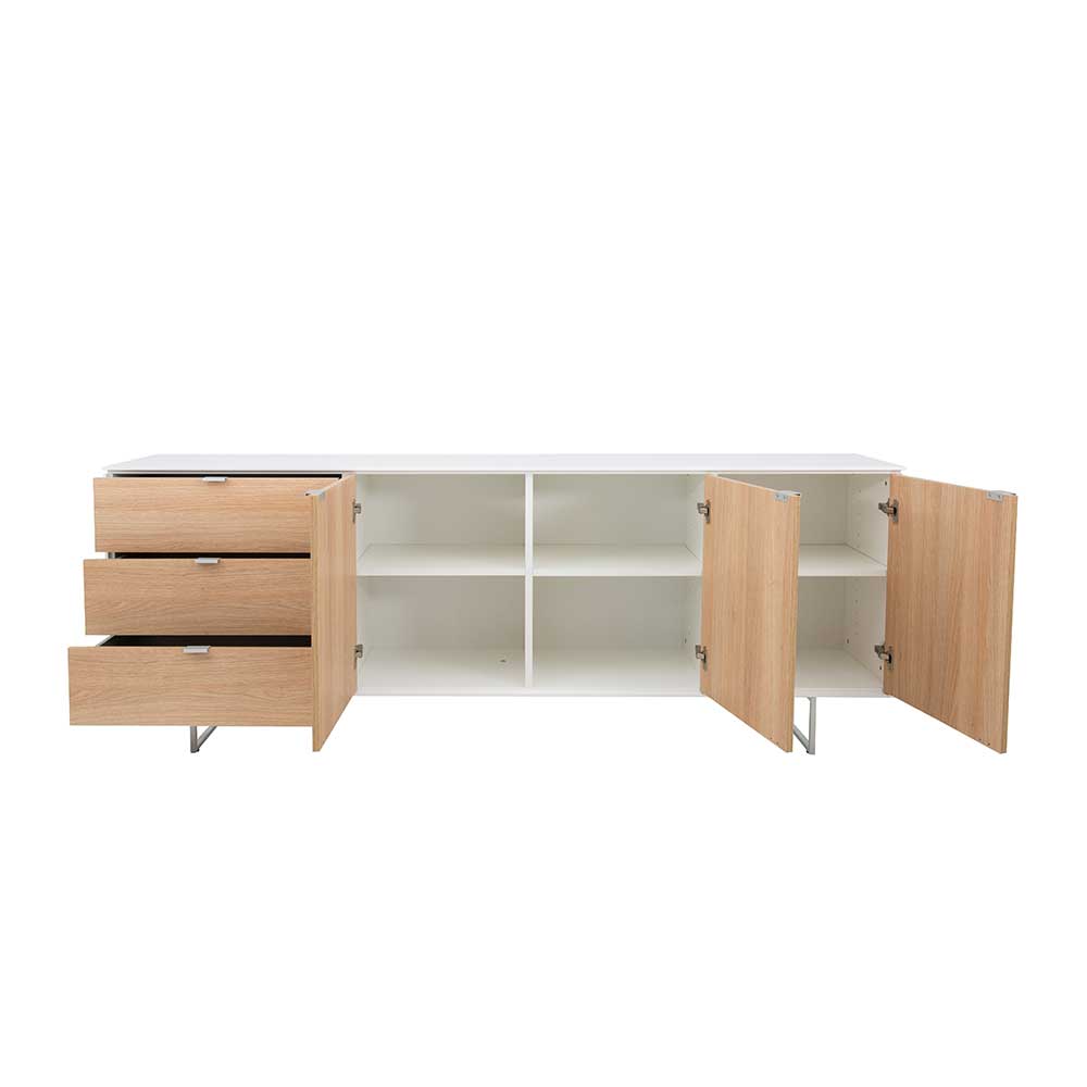 Esszimmer Sideboard Unvela in Weiß und Eiche Optik im Skandi Design