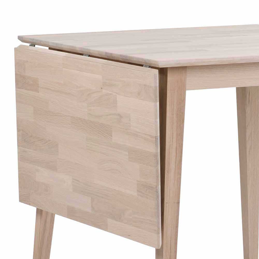 Essplatzgruppe Vurian vier Stühle Holz White Wash und Dunkelgrau (fünfteilig)