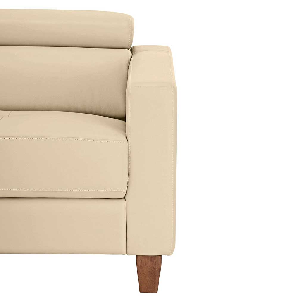 L Sofa Carika in Creme Weiß Echtleder modern