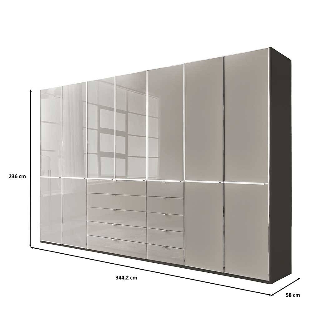 Kleiderschrank mit Glasfront Sanctos in Braun und Hellgrau