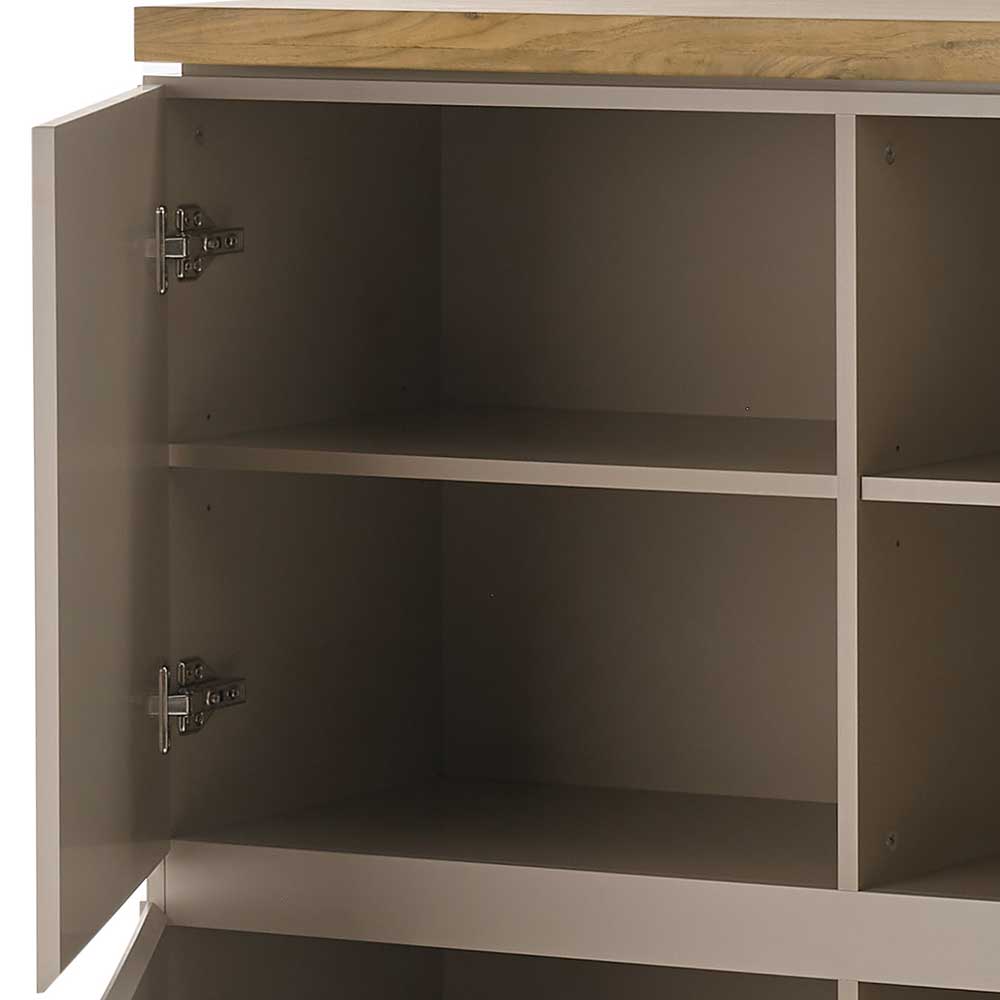 Modernes Highboard Balteas in Taupe und Akaziefarben