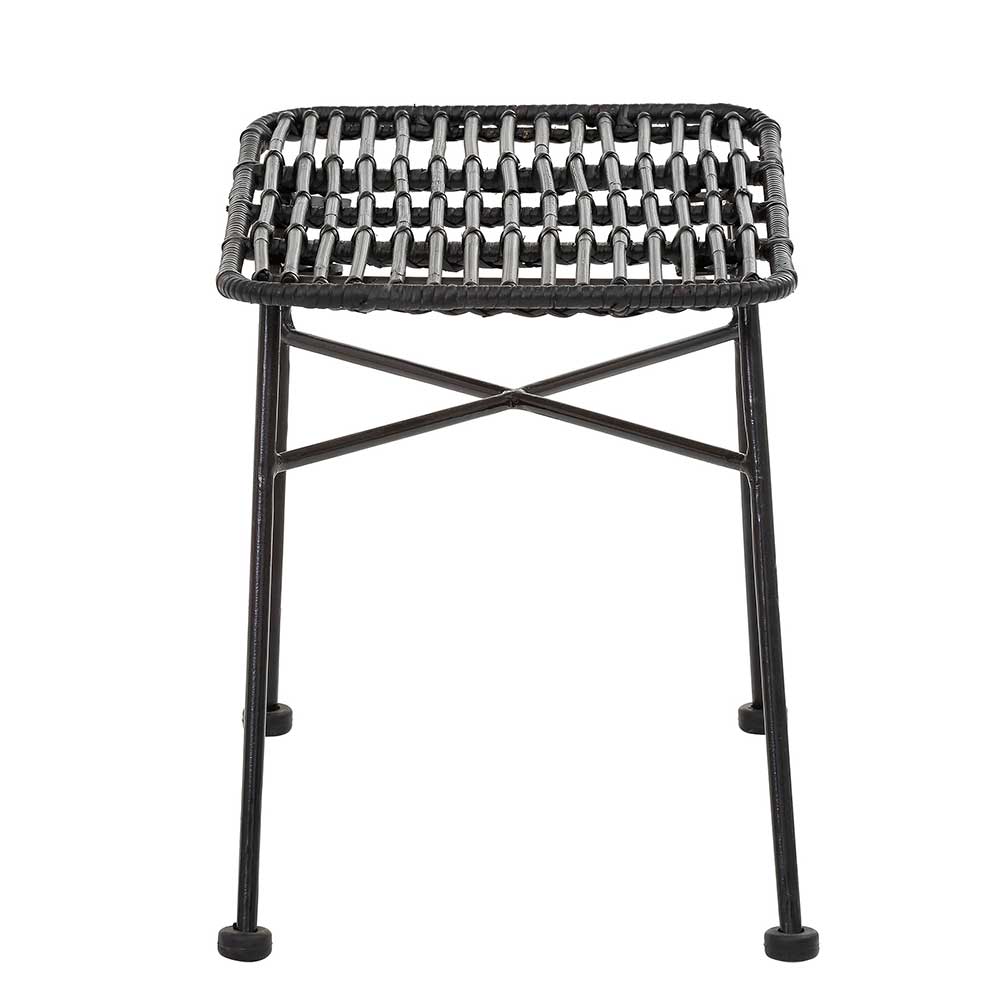 Skandi Design Sitzhocker Lionica aus Rattan und Metall handgearbeitet