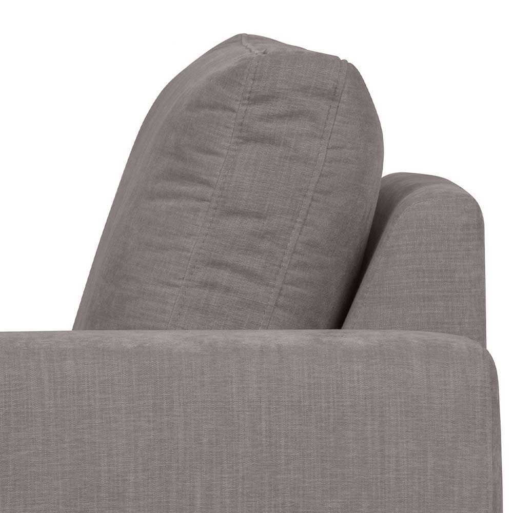 Graues Viersitzer Modulsofa Fredoco - Rücken echt bezogen 98 cm tief