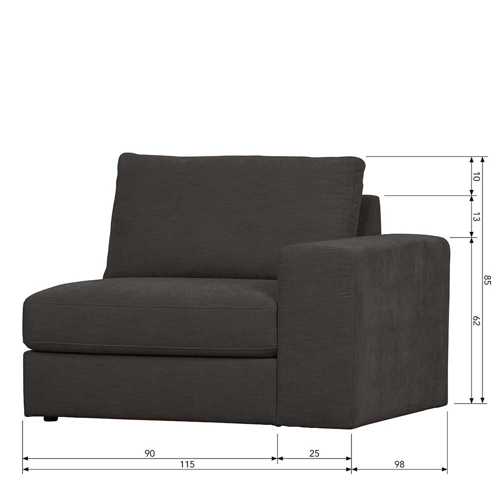 Sofa Element Trois in Anthrazit 115 cm breit