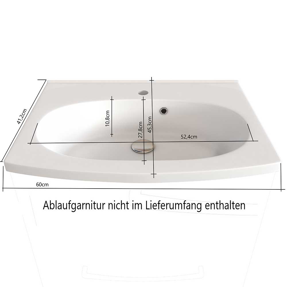 Waschplatz Gäste WC Longos mit Spiegelschrank Holzoptik Wildeiche (zweiteilig)