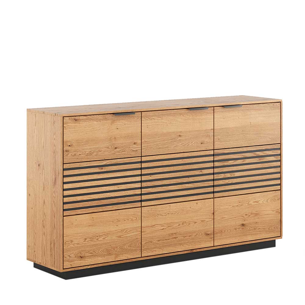 Sideboard Deruta aus Eiche Massivholz mit Metallgriffen