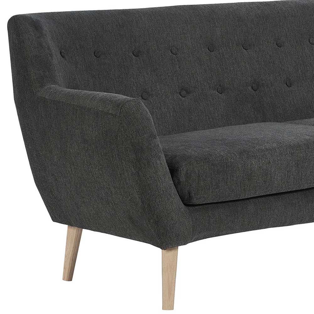 Dreisitzer Sofa Vajohara in Dunkelgrau im Retrostil