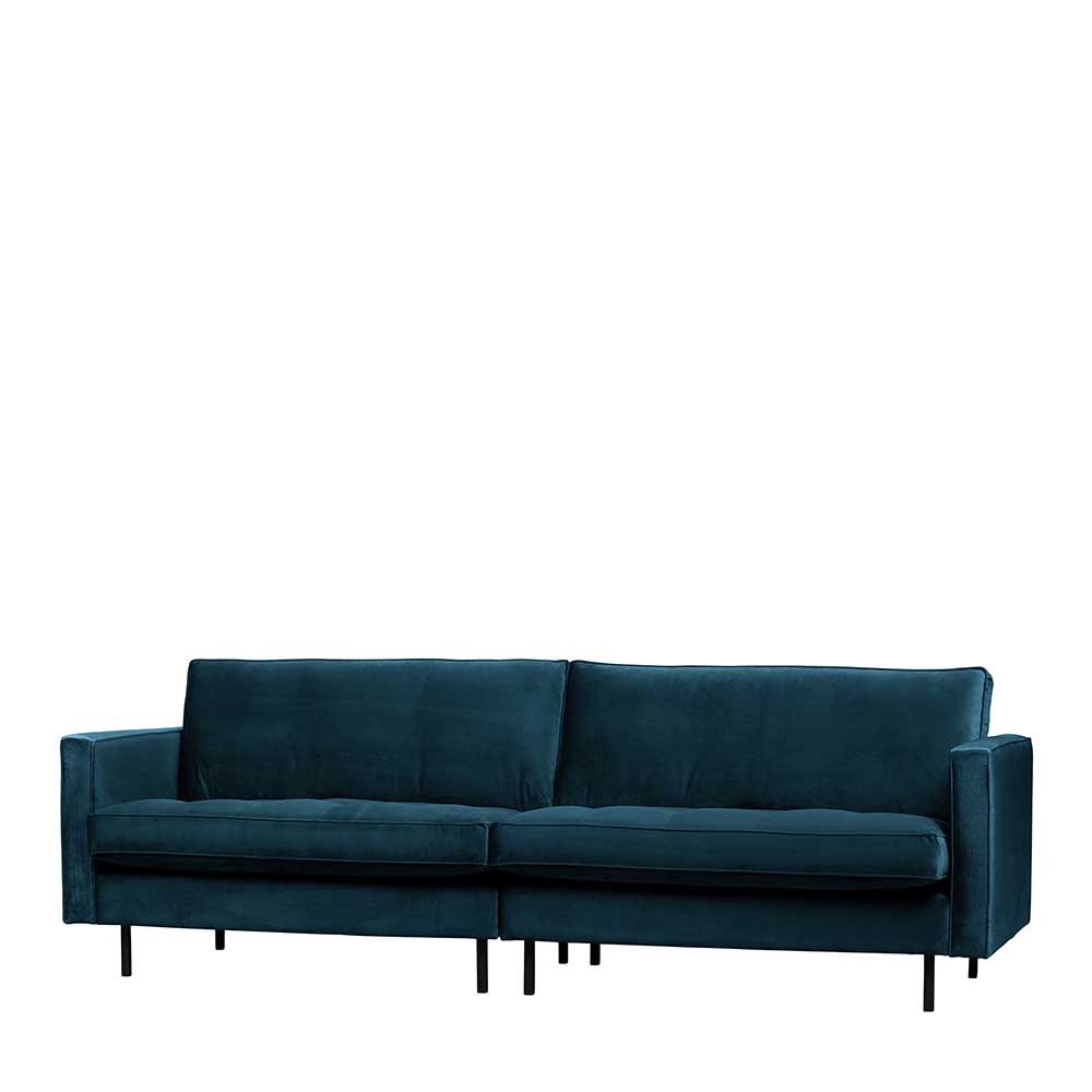 Sitzsofa Domago in Blau Samt im Retro Style