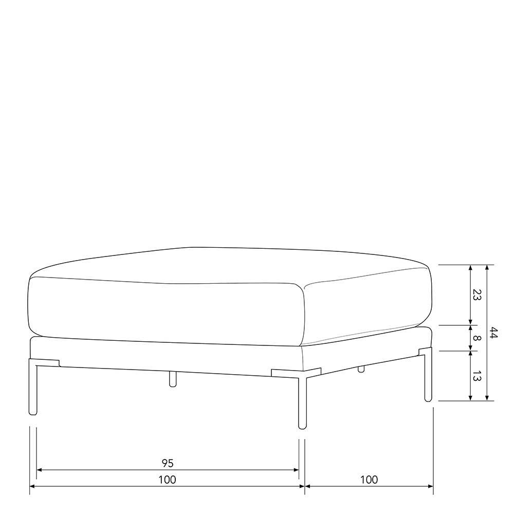 Couchlandschaft modular Rio in Braun mit Fußgestell aus Metall (fünfteilig)