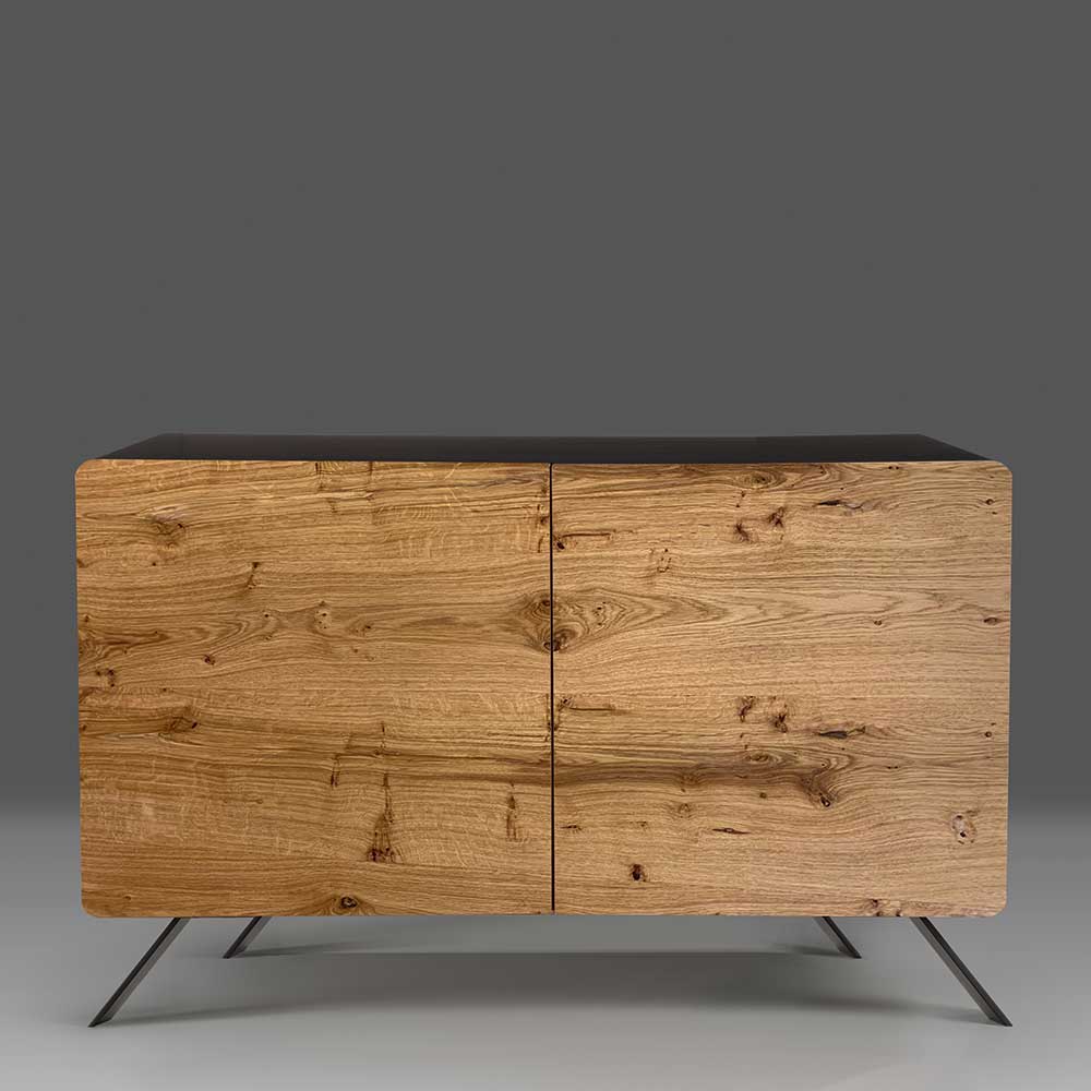 Design Sideboard Martinique in Eichefarben und Schwarz