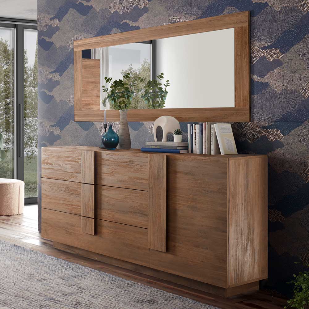 Esszimmersideboard Sabassa in Holzoptik Naturfarben 90 cm hoch