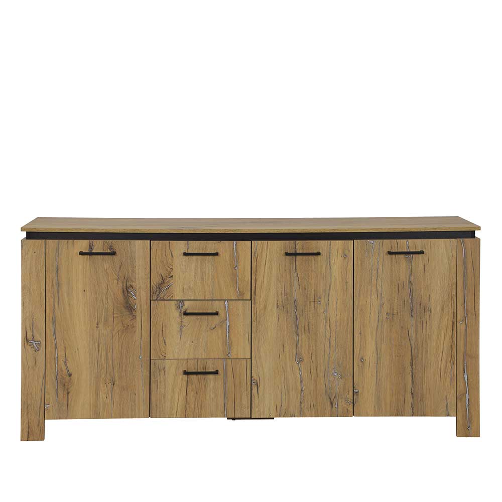 Sideboard Maduera in Zinneichefarben und Schwarz 3 türig