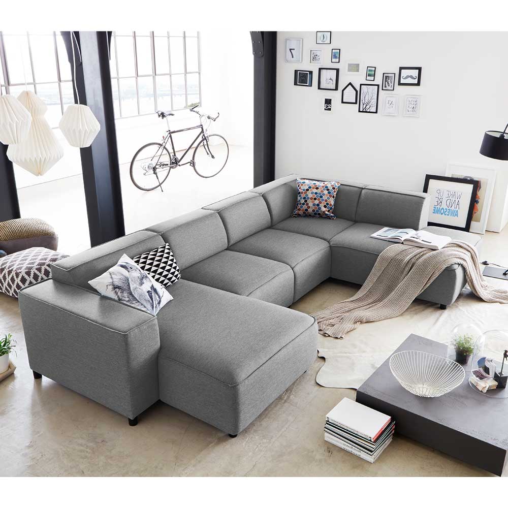 Hellgraue Couchlandschaft Yaderra 324 cm breit und 195 cm tief