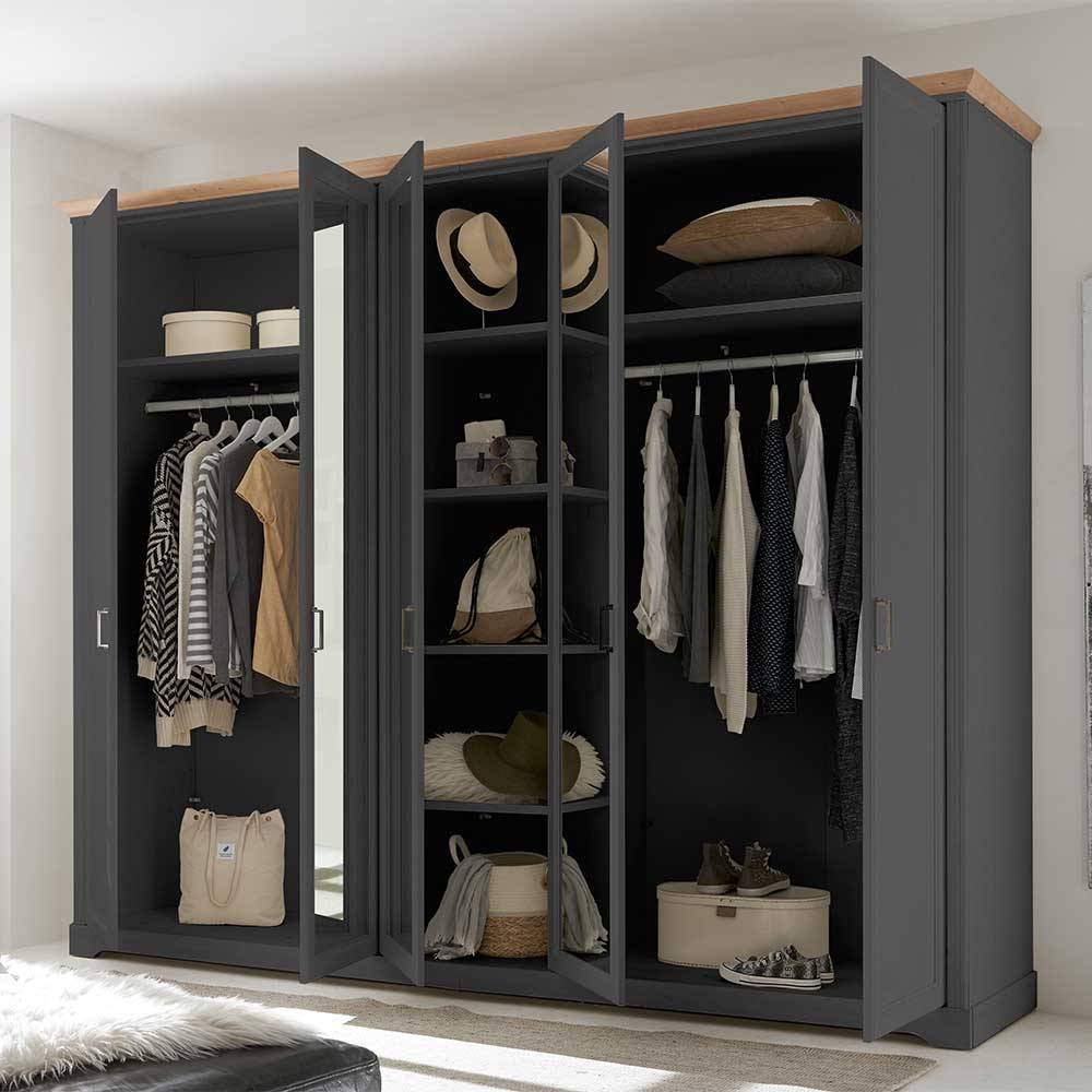 Schlafzimmerkleiderschrank Trujano mit Spiegeln im Landhausstil