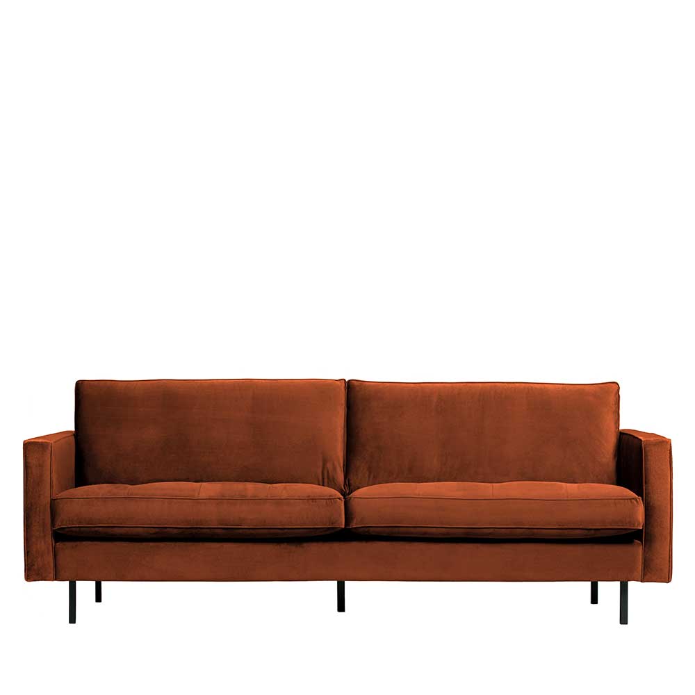 Wohnzimmer Sofa Aylon in Rostfarben Samt 230 cm breit