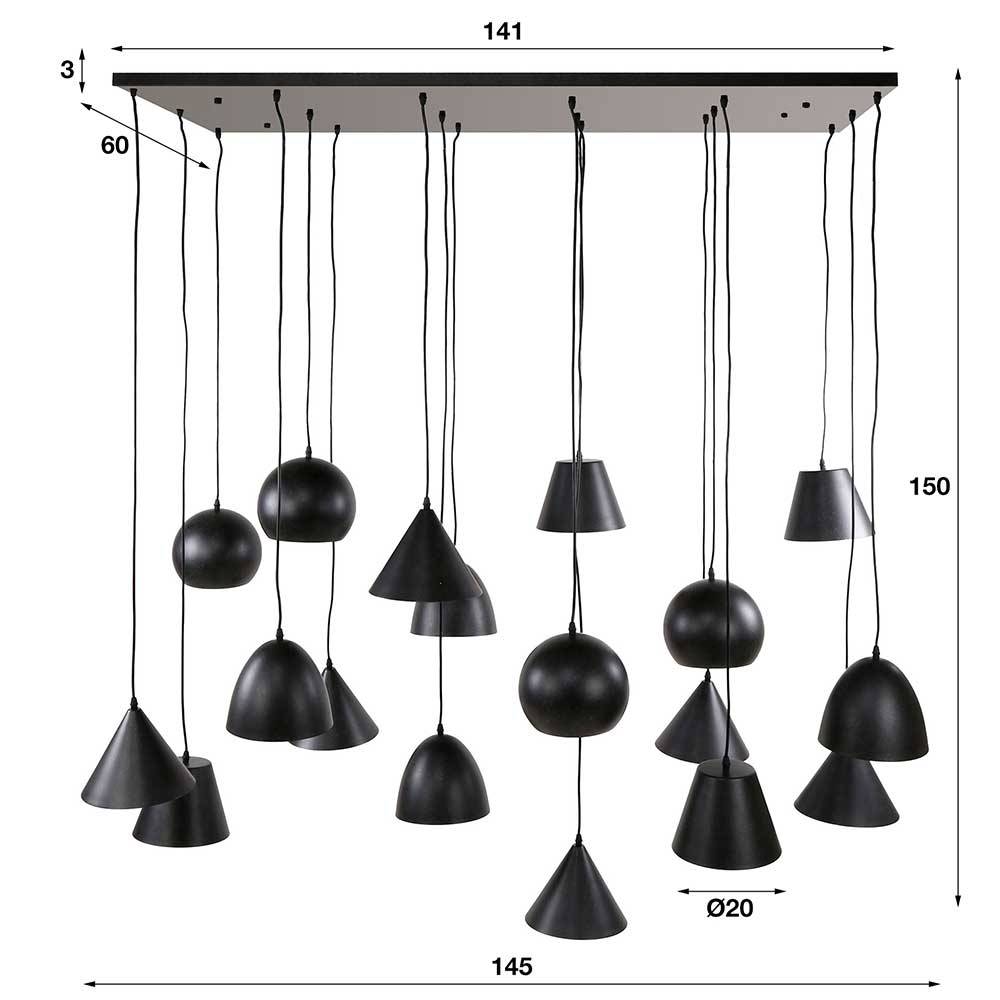 Pendelleuchte Tyramus in Schwarz im Industry und Loft Stil