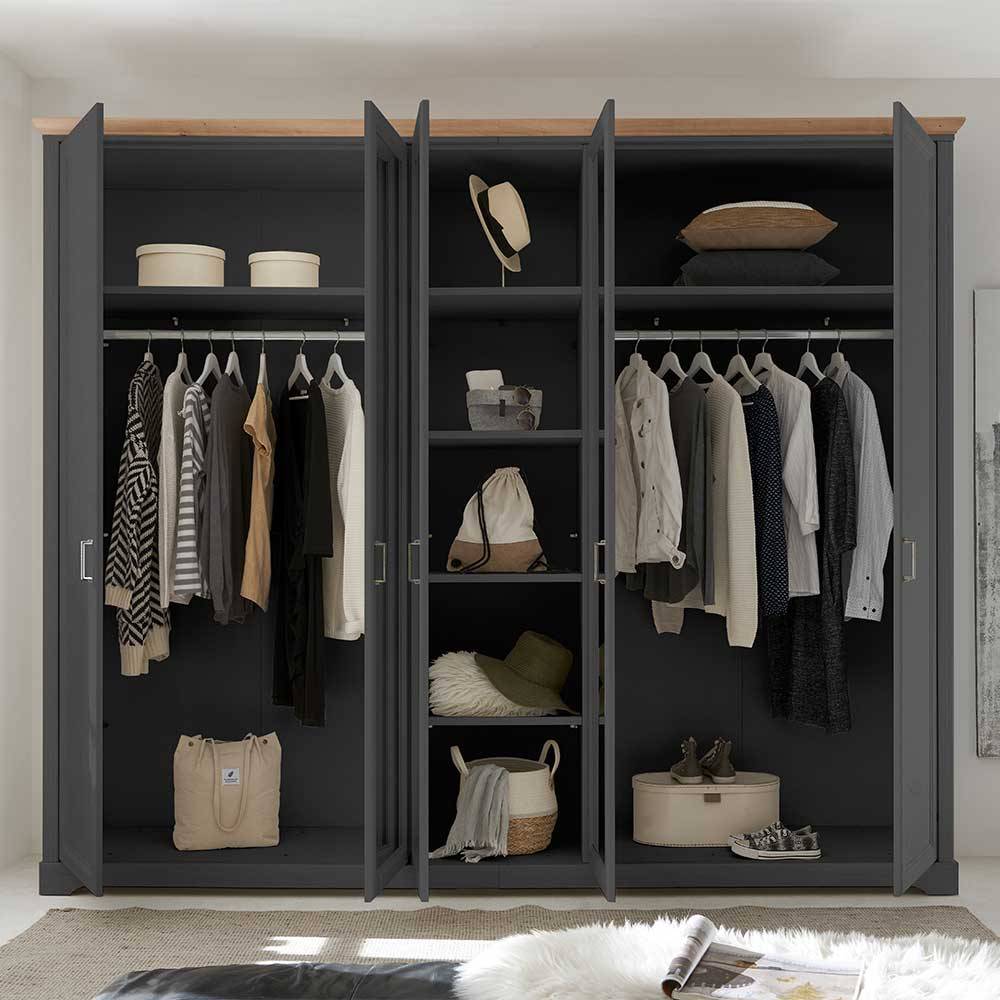 Schlafzimmerkleiderschrank Trujano mit Spiegeln im Landhausstil