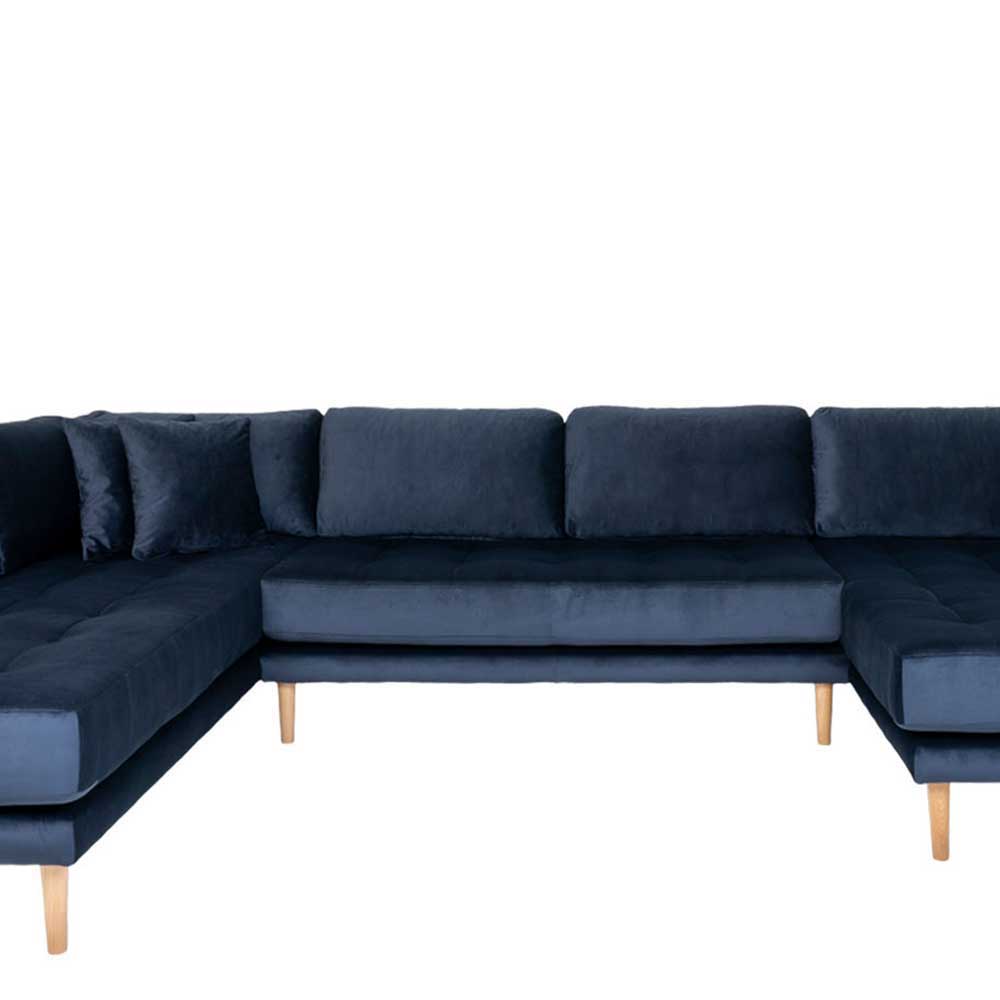 XL Wohnzimmer Sofa Zeonela in Dunkelblau im Skandi Design