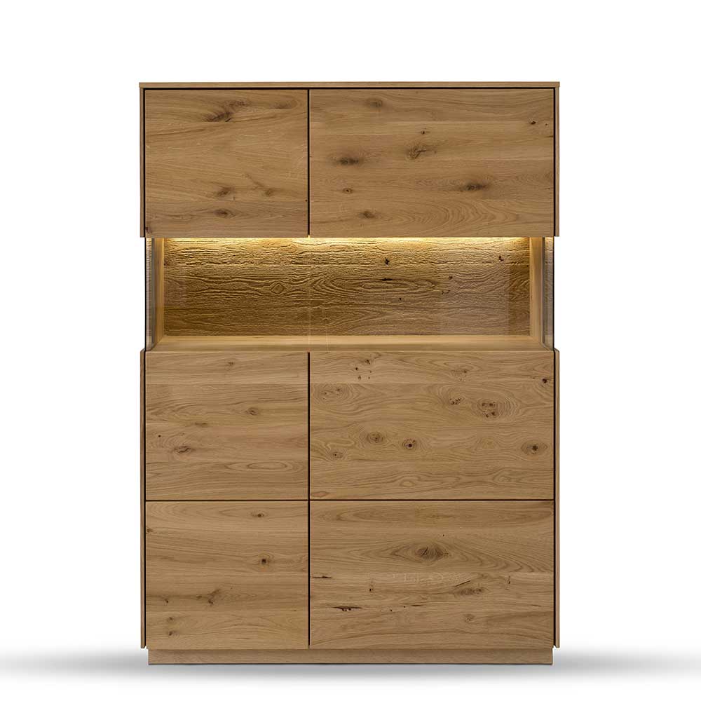 Wohnzimmer Highboard Klever aus Wildeiche Massivholz 103 cm breit