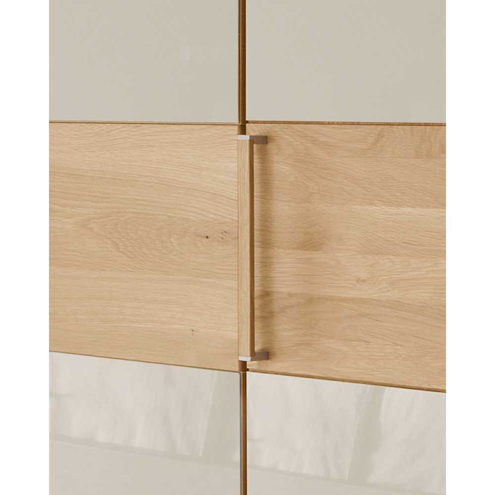 Moderner Kleiderschrank Veyfas in Beige Glas beschichtet mit Eiche