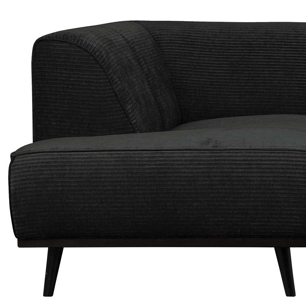 Luxus Ecksofa Piasa in Dunkelgrau mit Rippstoff Bezug