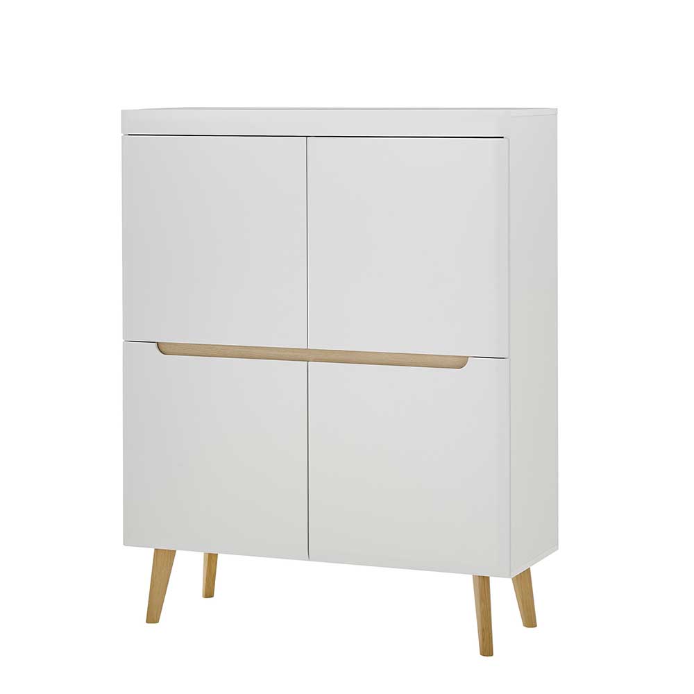 Skandi Design Highboard Jasturian in Weiß und Eichefarben