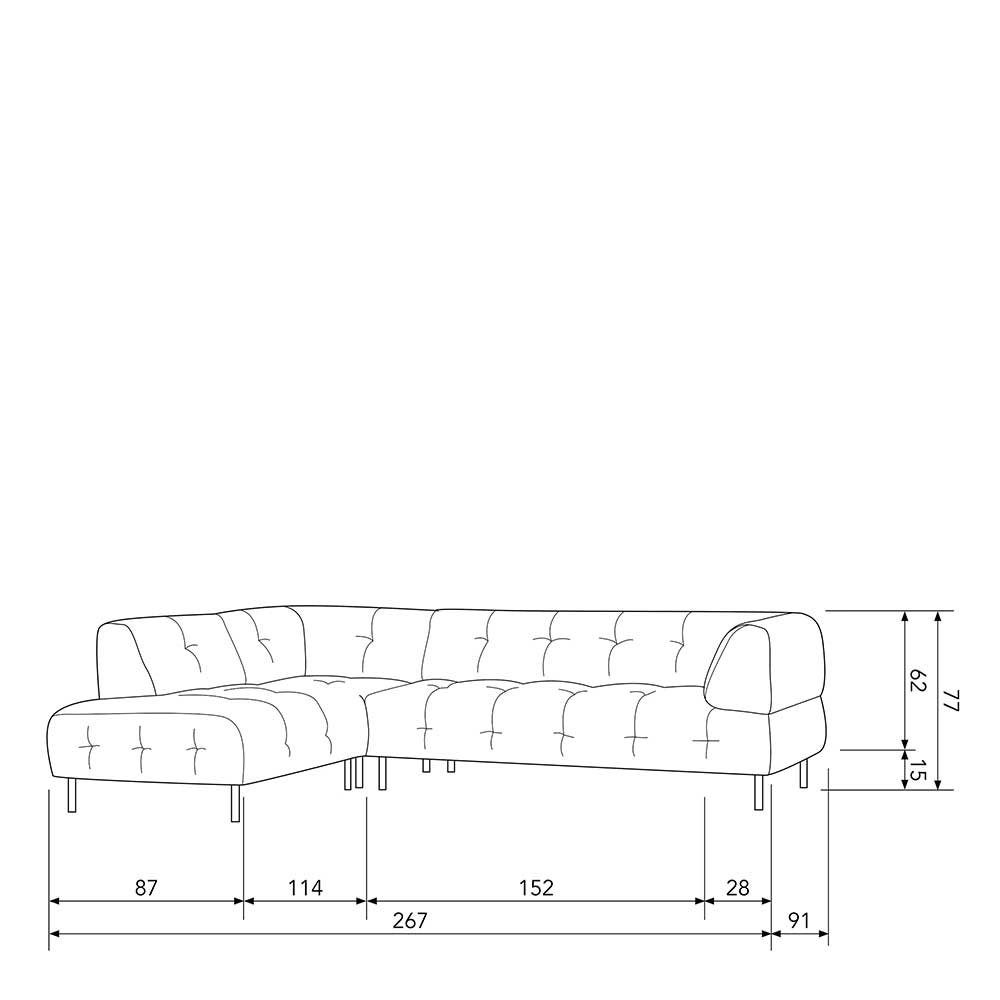 Moderne Design Couchecke Alfons in Graubraun 267 cm breit