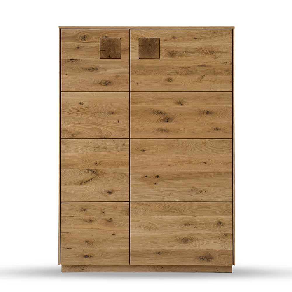 Wohnzimmer Highboard Onitos aus Wildeiche Massivholz 145 cm hoch