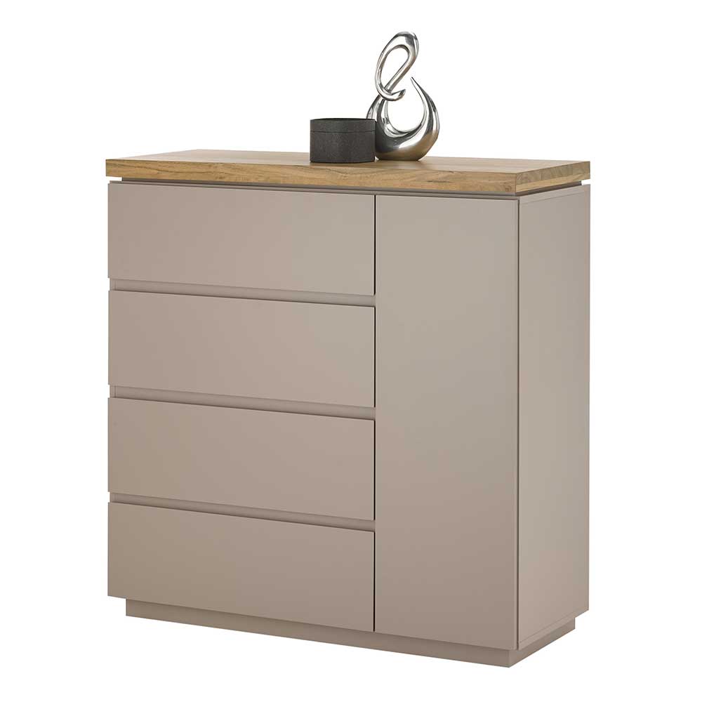 Wohnzimmer Kommode Balteas in Taupe und Akazie 100 cm breit