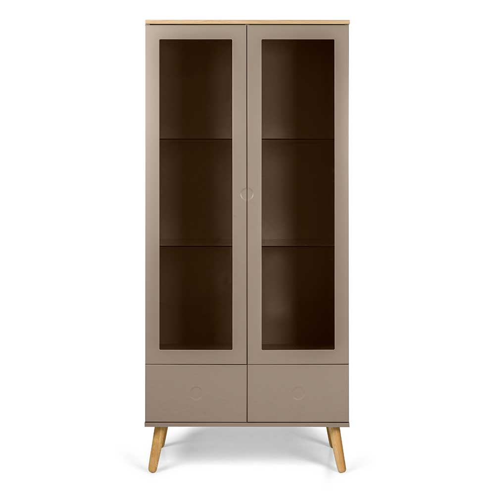 Esszimmervitrinenschrank Durioscos in Taupe und Eichefarben