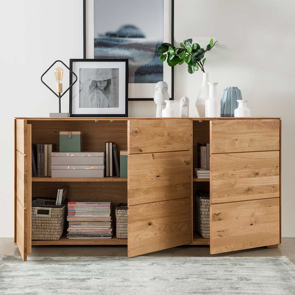 Echtholz Sideboard Rennia aus Wildeiche Massivholz 172 cm breit