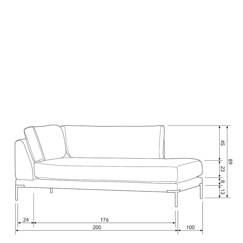 Couchlandschaft modular Rio in Braun mit Fußgestell aus Metall (fünfteilig)