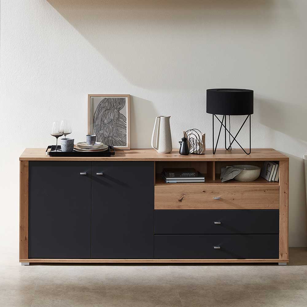 Sideboard Endriko in Wildeichefarben und Dunkelgrau