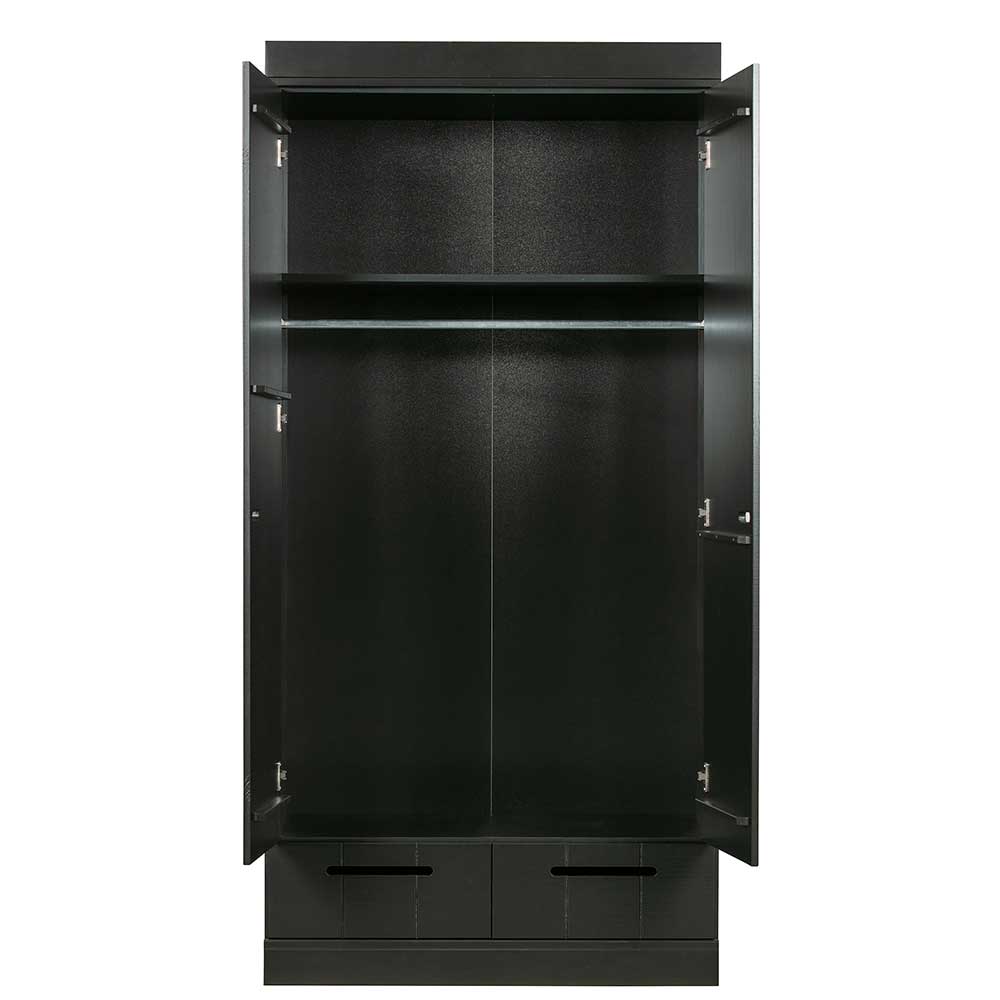 Drehtürenschrank Jelian in Schwarz Kiefer massiv 195 cm hoch