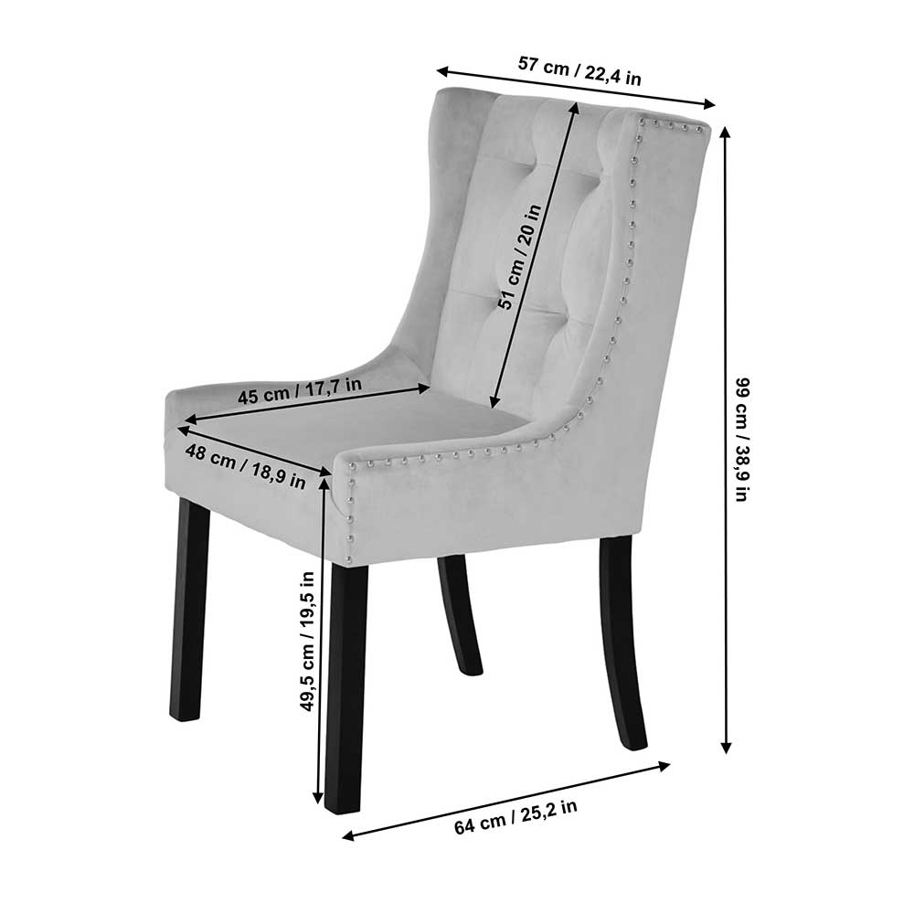 Esszimmerstuhl Liseola mit Ziernieten und aufwendigen Steppungen